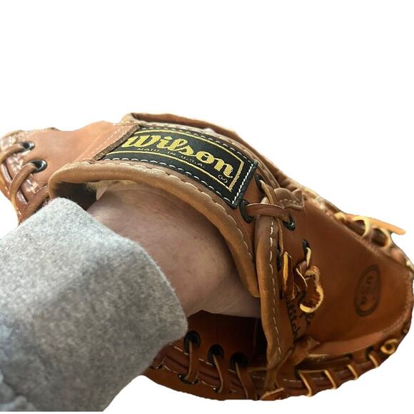 Vintage Wilson A9860 Softball Catchers Mitt Made In USA NWOT Brown‎ Leather - Picture 10 of 14
